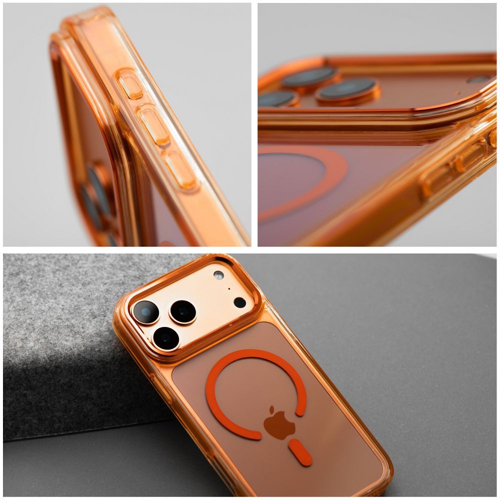 Case FRAME CLEAR HYBRID MAG COVER compatible with MagSafe for IPHONE 17 Pro hermes orange