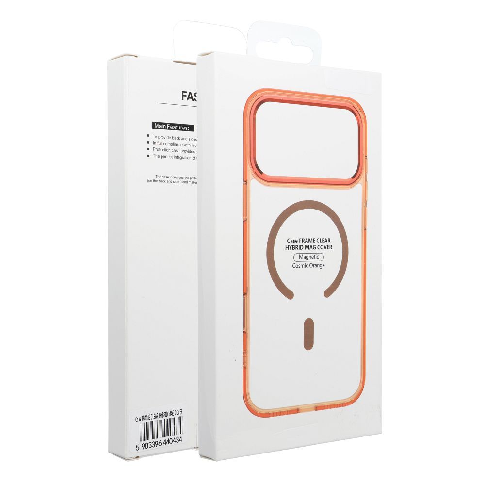 Case FRAME CLEAR HYBRID MAG COVER compatible with MagSafe for IPHONE 17 Pro Max hermes orange