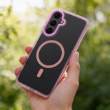 Case FRAME CLEAR HYBRID MAG COVER compatible with MagSafe for SAMSUNG S26 Ultra powder pink