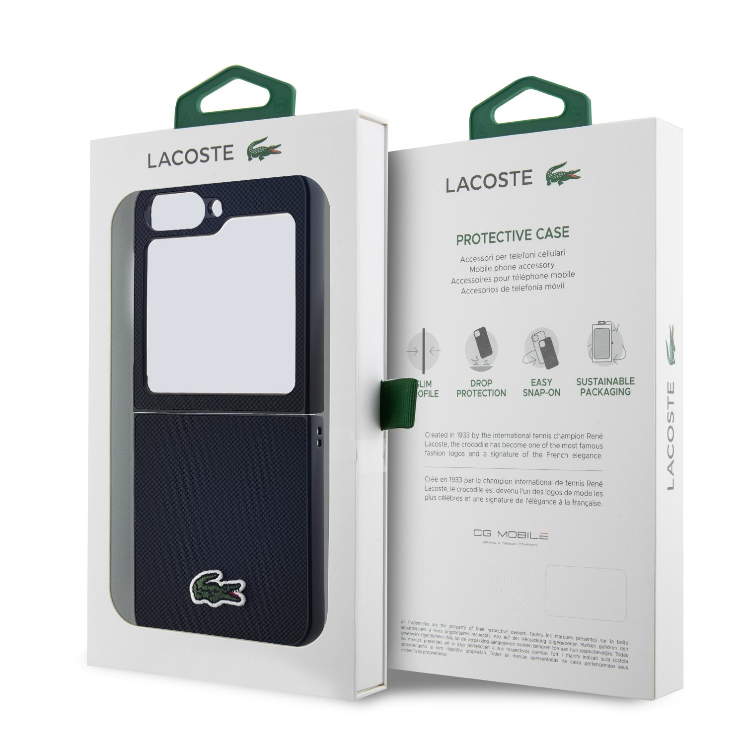 Lacoste Iconic Petit Pique Woven Logo MagSafe Zadní Kryt pro Samsung Galaxy Z Flip 6/7 FE Black