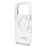 Guess IML Glitter Script Strap MagSafe Zadní Kryt pro iPhone 17 Pro Max Transparent
