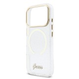 Guess IML Glitter Script Strap MagSafe Zadní Kryt pro iPhone 17 Pro Transparent