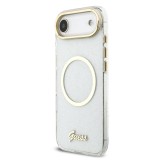 Guess IML Glitter Script Strap MagSafe Zadní Kryt pro iPhone Air Transparent