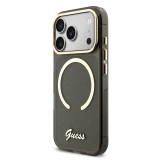 Guess IML Glitter Script Strap MagSafe Zadní Kryt pro iPhone 17 Pro Black