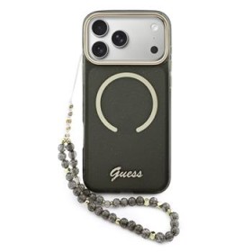 Guess IML Glitter Script Strap MagSafe Zadní Kryt pro iPhone Air Black
