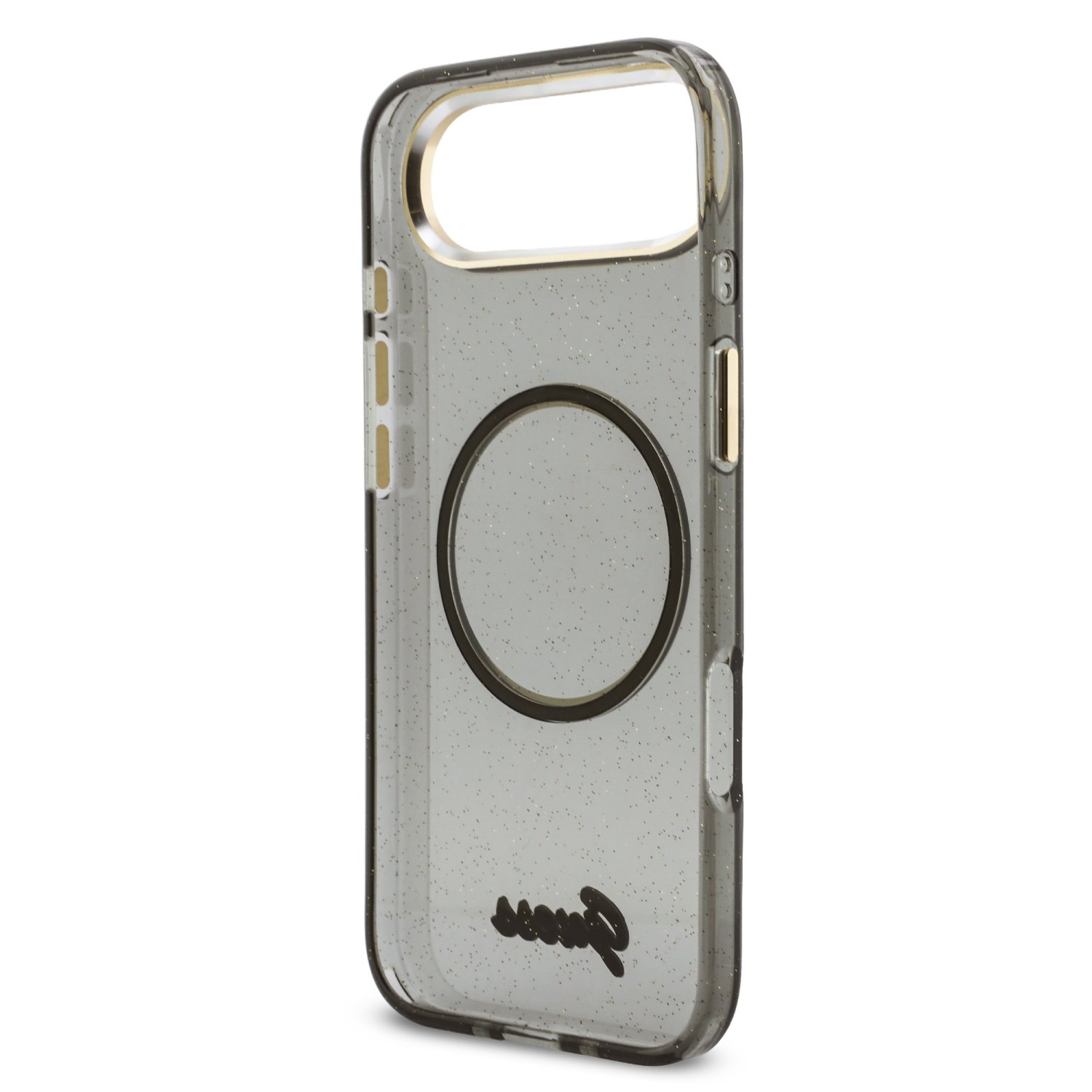 Guess IML Glitter Script Strap MagSafe Zadní Kryt pro iPhone Air Black