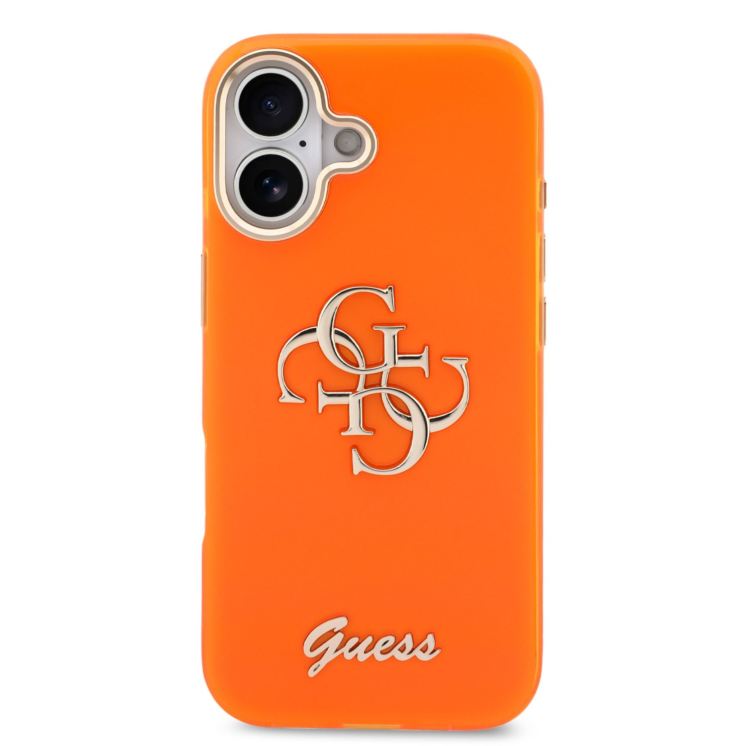 Guess IML 4G Script Metal Logo Zadní Kryt pro iPhone 17 Orange