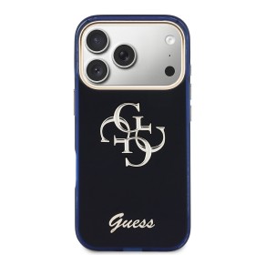 Guess IML 4G Script Metal Logo Zadní Kryt pro iPhone 17 Pro Max Blue
