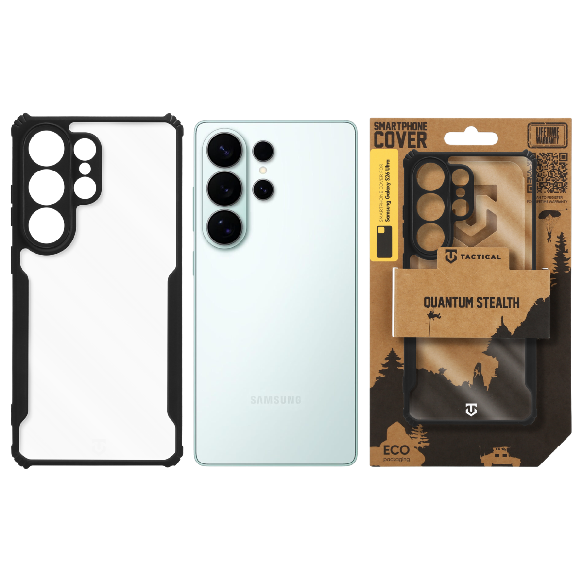 Tactical Quantum Stealth Kryt pro Samsung Galaxy S26 Ultra Clear/Black