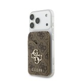Guess PU 4G Mirror MagSafe Cardslot Peněženka se Stojanem Brown