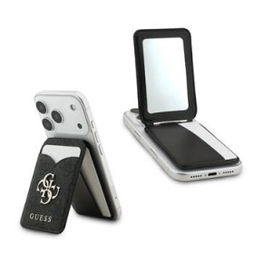 Guess PU 4G Mirror MagSafe Cardslot Peněženka se Stojanem Black