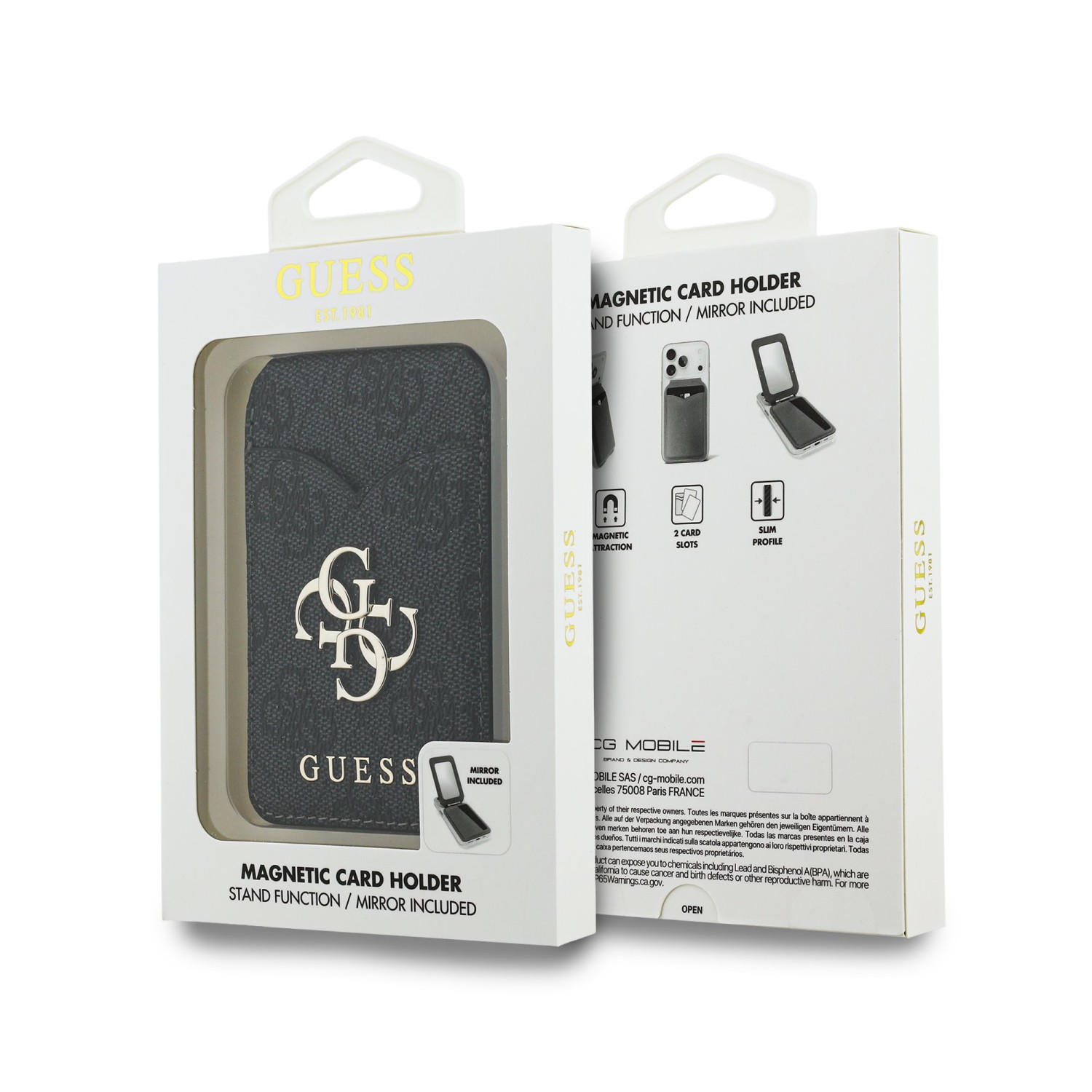 Guess PU 4G Mirror MagSafe Cardslot Peněženka se Stojanem Black