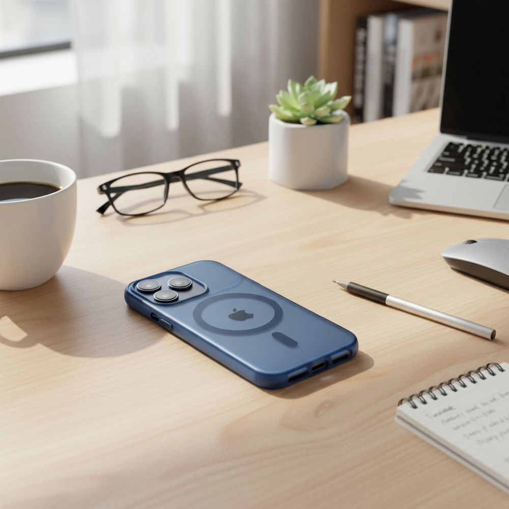 Zadní kryt FLEXLINE MAG COVER Case compatible with MagSafe pro Apple iPhone 17, tmavě modrá