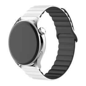 Řemínek silikonový magnetický, ALIGATOR 22mm, bílo-černý