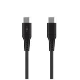 Krátký nabíjecí a datový Liquid silicone kabel FIXED s konektory USB-C/USB-C a podporou PD, 0.3m, USB 2.0, 60W, černý