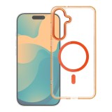 Case FRAME CLEAR HYBRID MAG COVER compatible with MagSafe for SAMSUNG S25 FE hermes orange