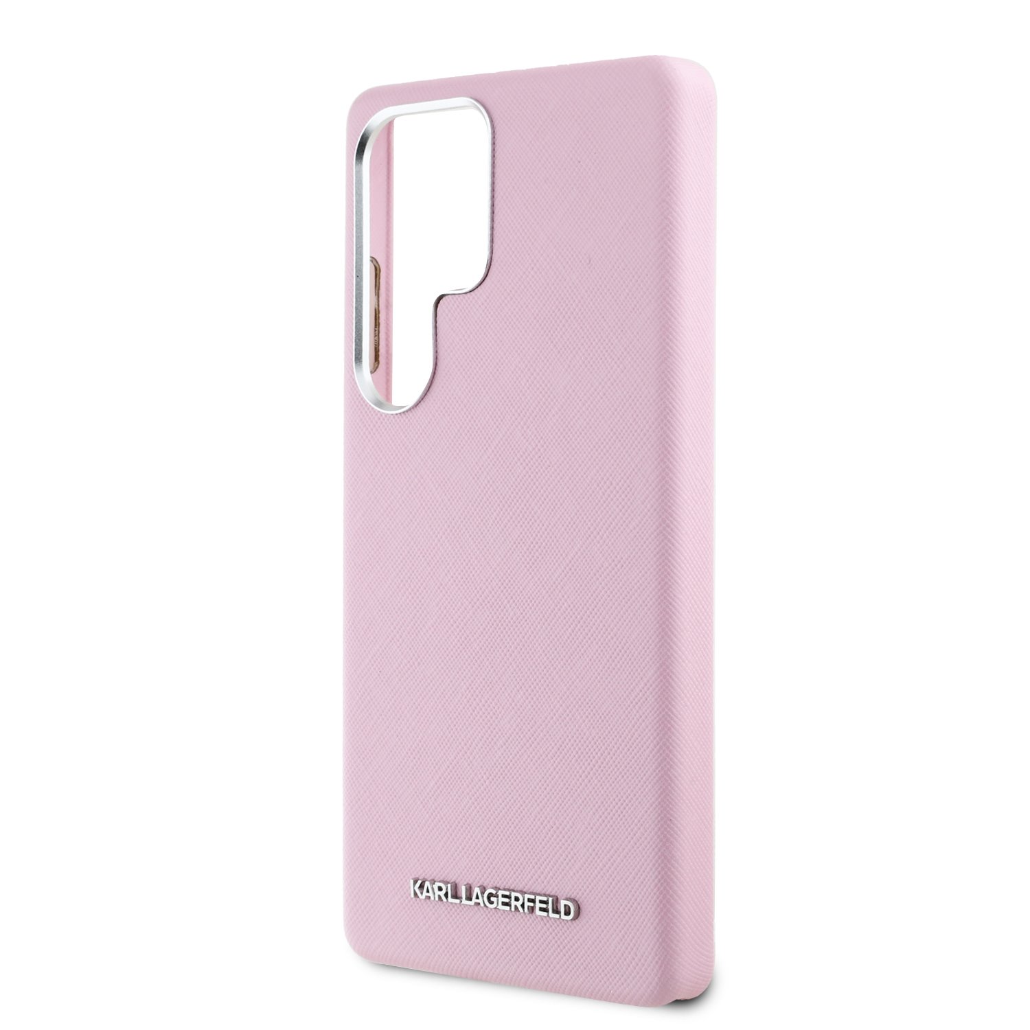 Karl Lagerfeld PU Saffiano Metal Logo and Frame Zadní Kryt pro Samsung Galaxy S25 Ultra Pink