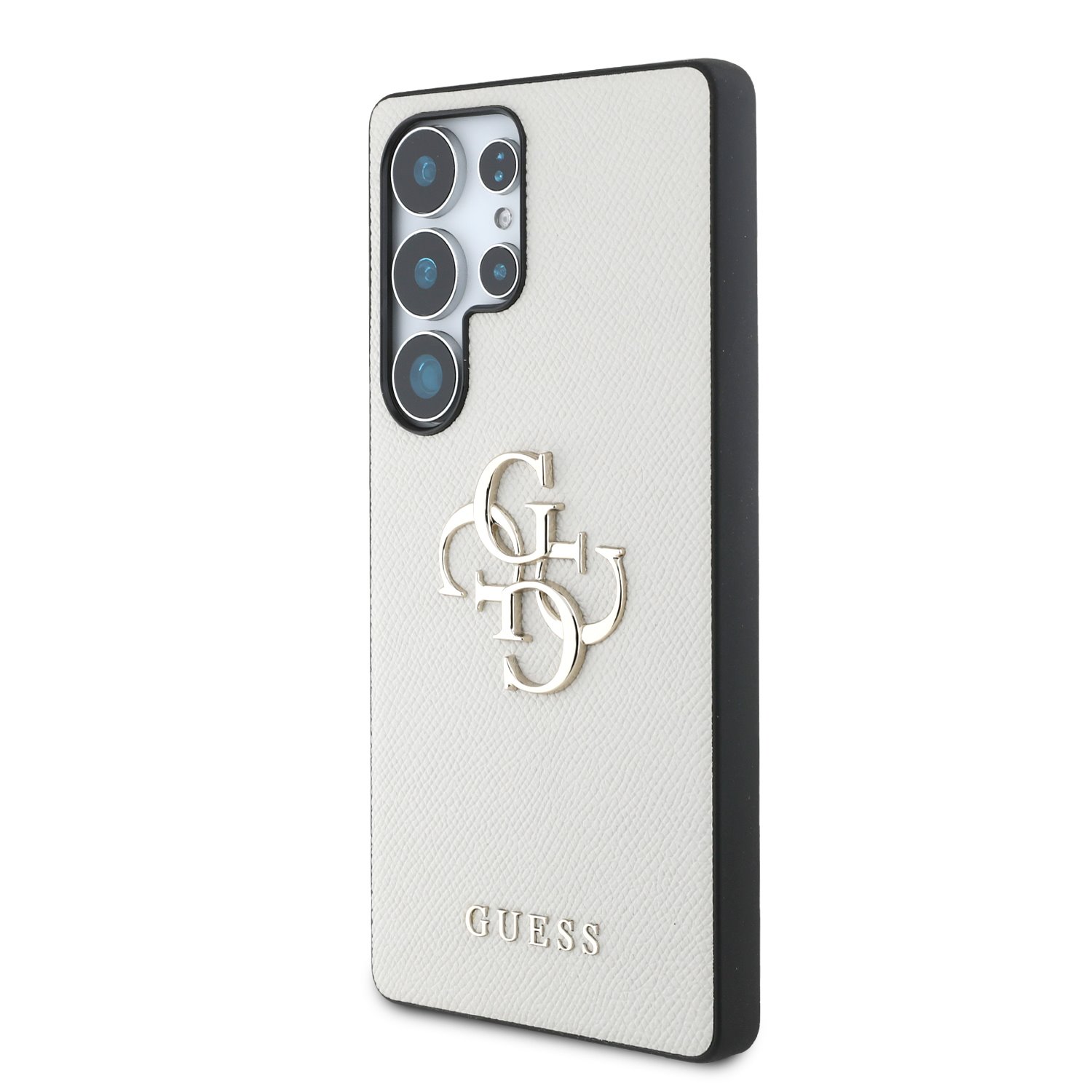 Guess PU Grained 4G Metal Logo Zadní Kryt pro Samsung Galaxy S25 Ultra Beige