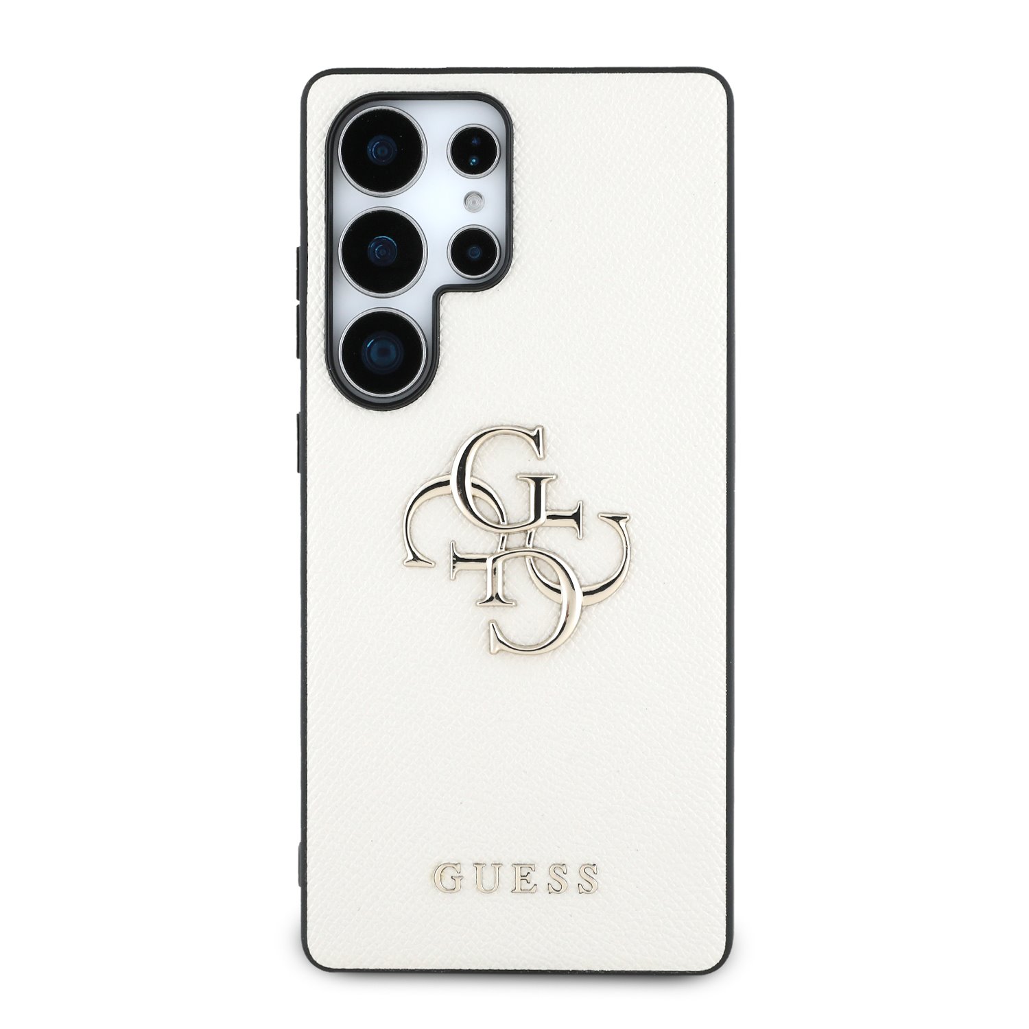 Guess PU Grained 4G Metal Logo Zadní Kryt pro Samsung Galaxy S25 Ultra Beige