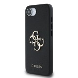 Guess PU Grained 4G Metal Logo Zadní Kryt pro iPhone 16e Black