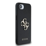 Guess PU Grained 4G Metal Logo Zadní Kryt pro iPhone 16e Black