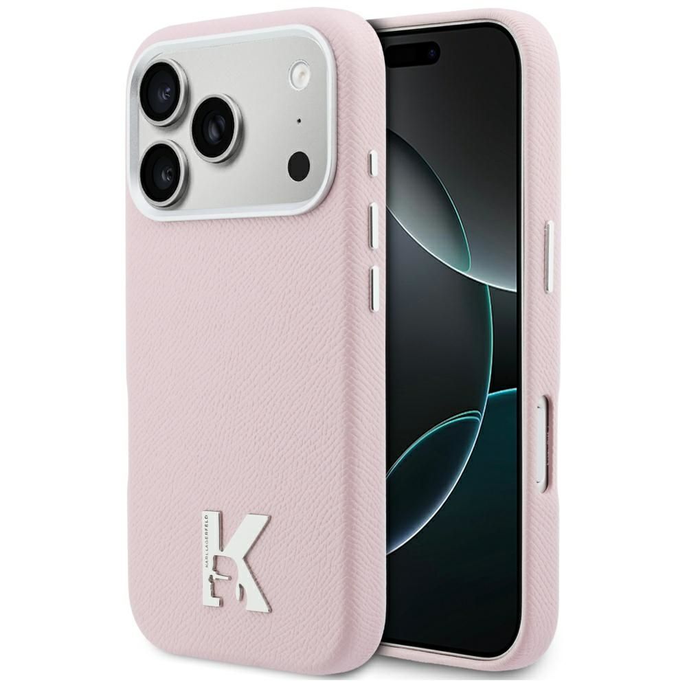 KARL LAGERFELD case for IPHONE 17 Pro Max compatible with MagSafe KLHMP17X5PGFKHGP (PU FW W/ KHead Logo) pink