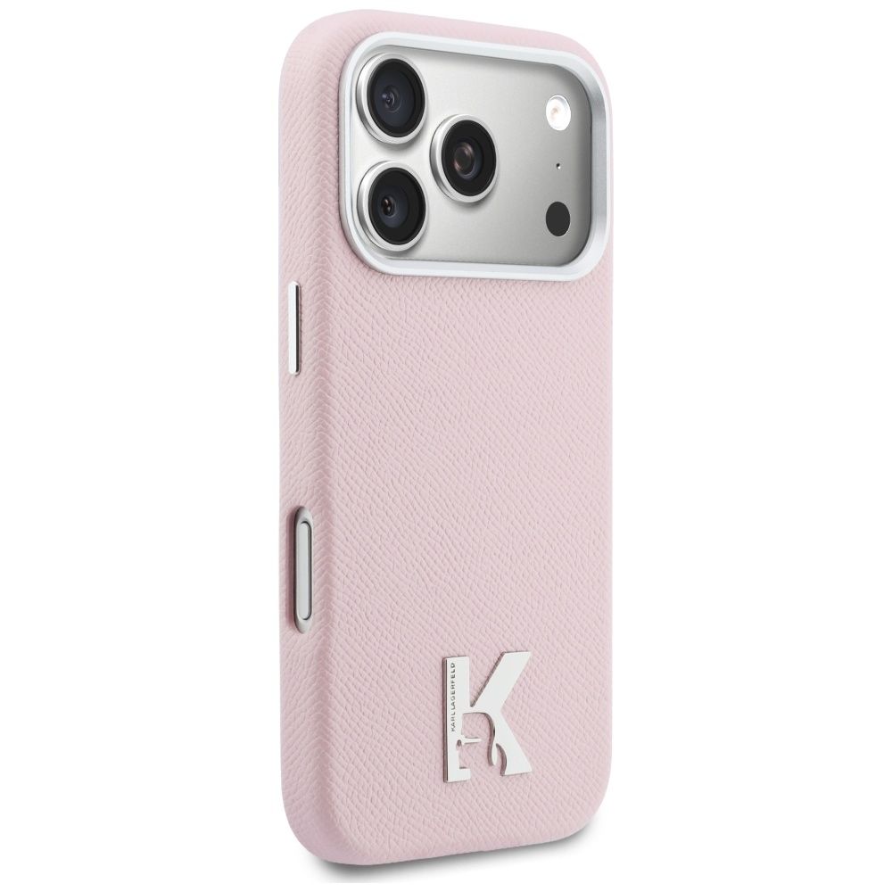 KARL LAGERFELD case for IPHONE 17 Pro Max compatible with MagSafe KLHMP17X5PGFKHGP (PU FW W/ KHead Logo) pink