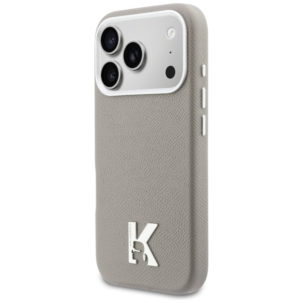 KARL LAGERFELD case for IPHONE 17 Pro compatible with MagSafe KLHMP17L5PGFKHGG (PU FW W/ KHead Logo) gray