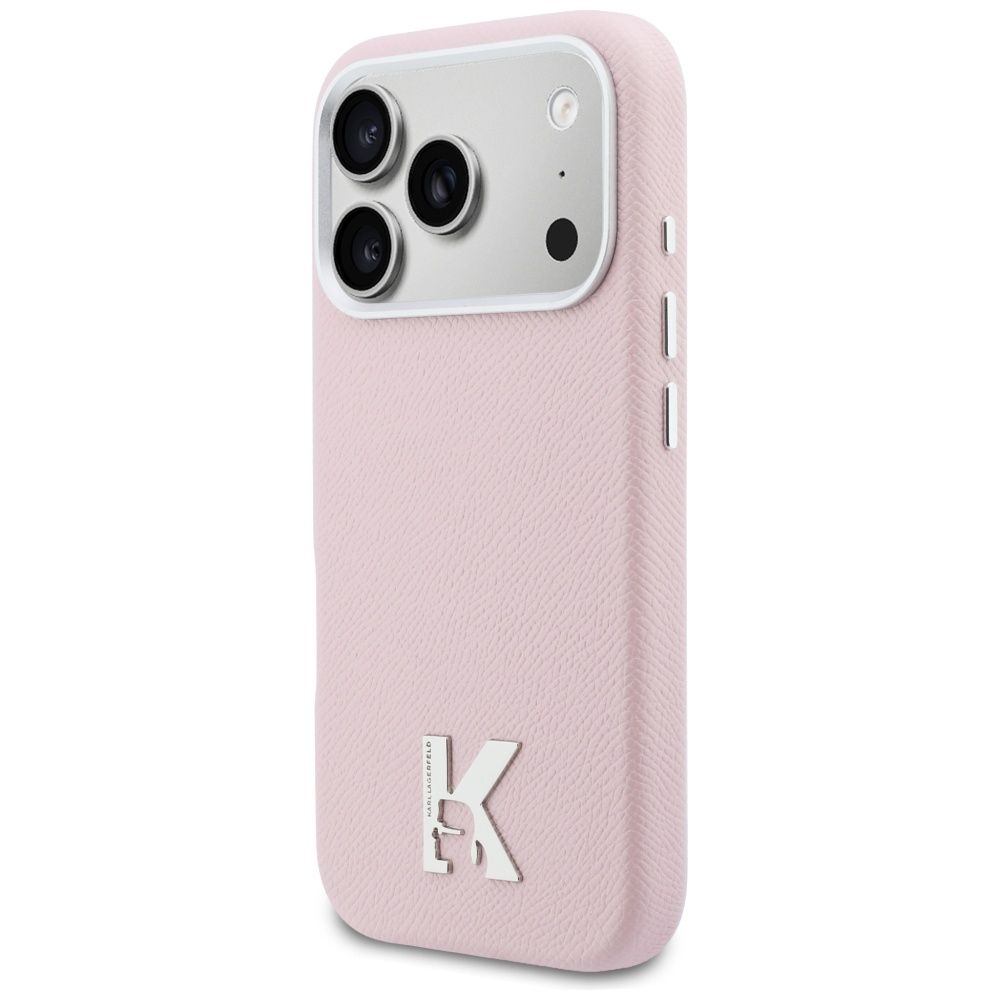 KARL LAGERFELD case for IPHONE 17 Pro compatible with MagSafe KLHMP17L5PGFKHGP (PU FW W/ KHead Logo) pink