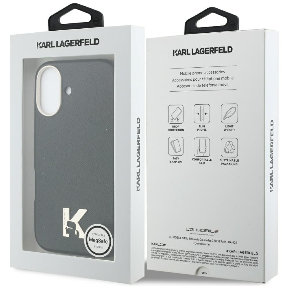 KARL LAGERFELD case for IPHONE 17 compatible with MagSafe KLHMP17S5PGFKHGK (PU FW W/ KHead Logo) black