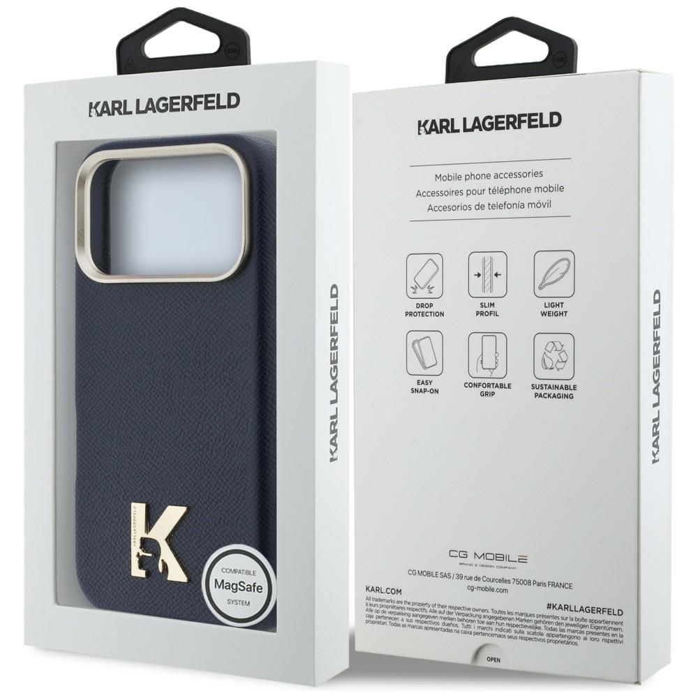 KARL LAGERFELD case for IPHONE 17 Pro compatible with MagSafe KLHMP17L5PGFKHGB (PU FW W/ KHead Logo) blue