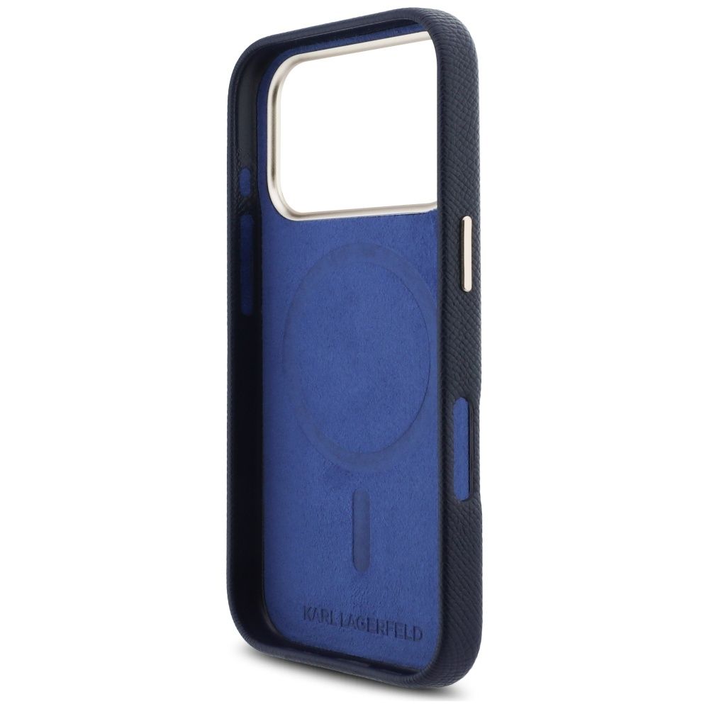 KARL LAGERFELD case for IPHONE 17 Pro Max compatible with MagSafe KLHMP17X5PGFKHGB (PU FW W/ KHead Logo) blue
