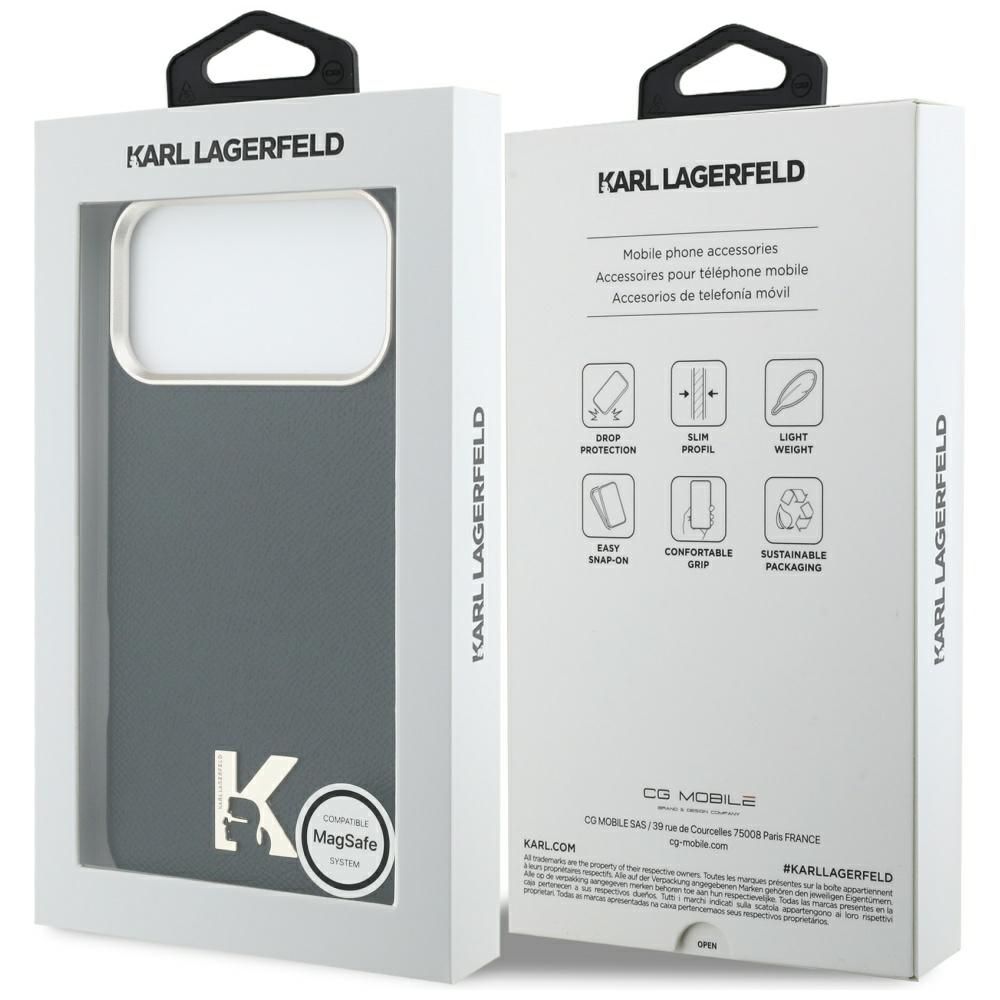 KARL LAGERFELD case for IPHONE 17 Pro Max compatible with MagSafe KLHMP17X5PGFKHGK (PU FW W/ KHead Logo) black