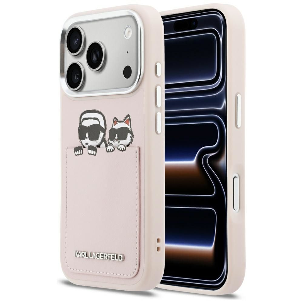 KARL LAGERFELD case for IPHONE 17 Pro KLHCP17L6PCSPKCP (PU W/ K&C Print & Pocket) pink