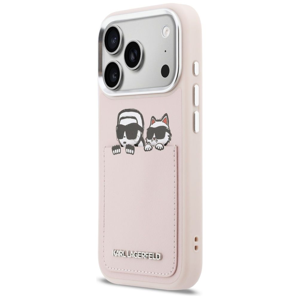 KARL LAGERFELD case for IPHONE 17 Pro KLHCP17L6PCSPKCP (PU W/ K&C Print & Pocket) pink