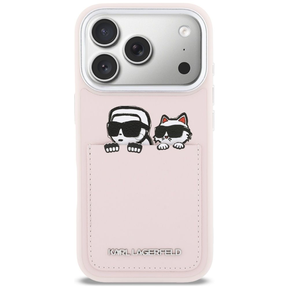KARL LAGERFELD case for IPHONE 17 Pro KLHCP17L6PCSPKCP (PU W/ K&C Print & Pocket) pink
