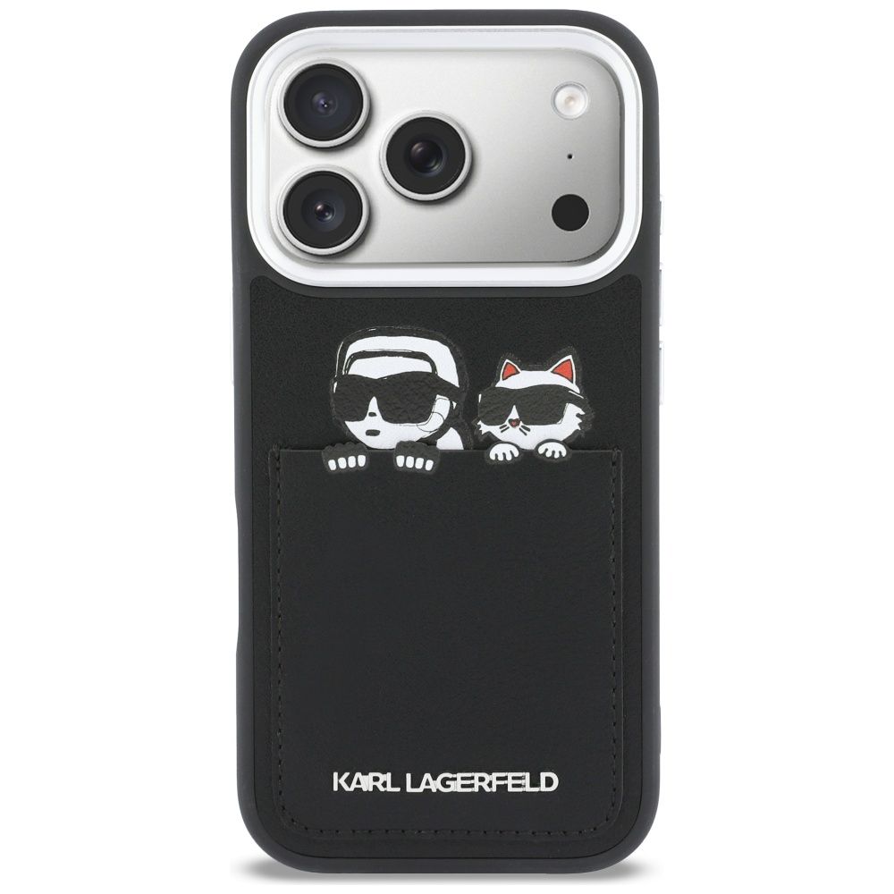 KARL LAGERFELD case for IPHONE 17 Pro Max KLHCP17X6PCSPKCK (PU W/ K&C Print & Pocket) black
