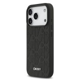 DKNY PU Leather Grid Pattern Magsafe Zadní Kryt pro iPhone 17 Pro Black