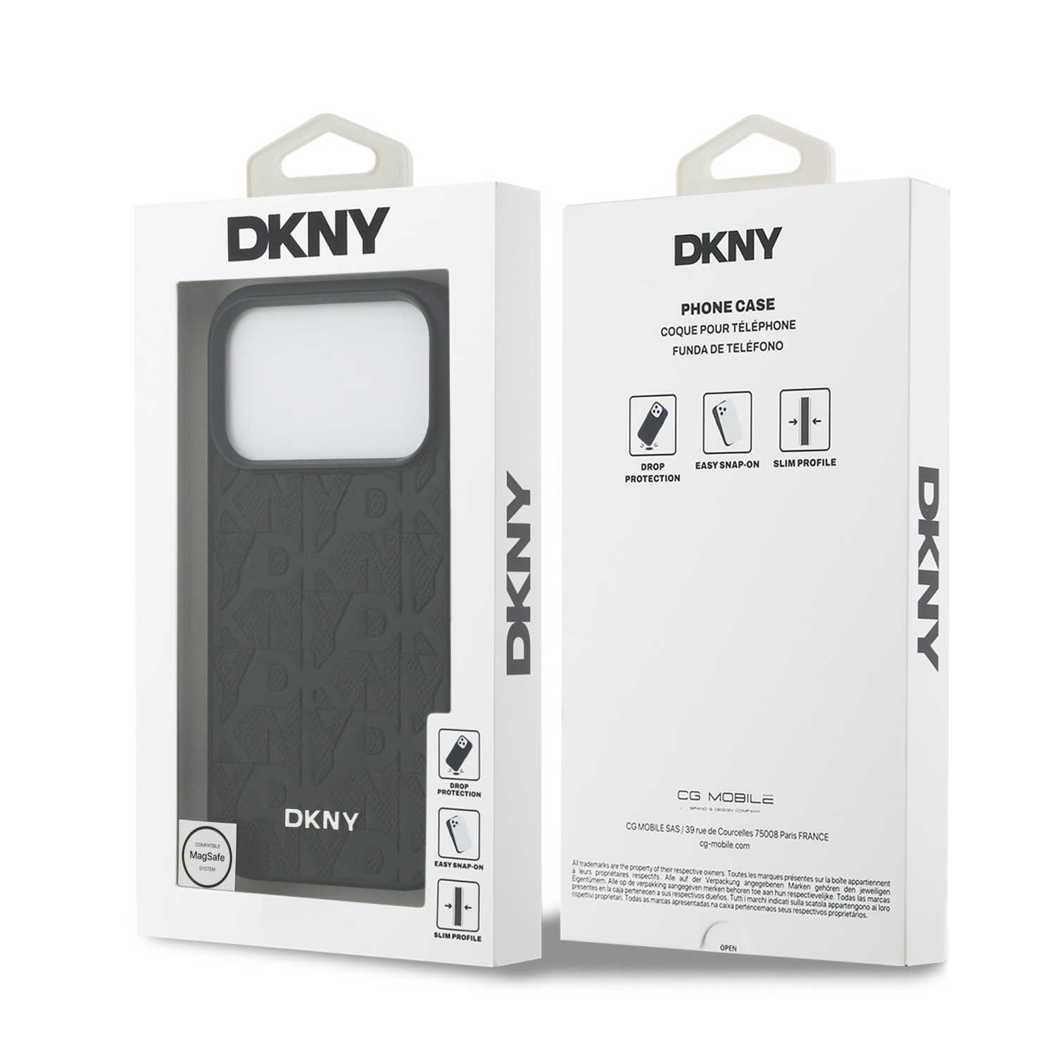 DKNY PU Leather Grid Pattern Magsafe Zadní Kryt pro iPhone 17 Pro Black
