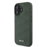 DKNY PU Leather Grid Pattern Magsafe Zadní Kryt pro iPhone 16 Green