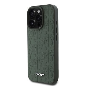 DKNY PU Leather Grid Pattern Magsafe Zadní Kryt pro iPhone 16 Pro Max Green