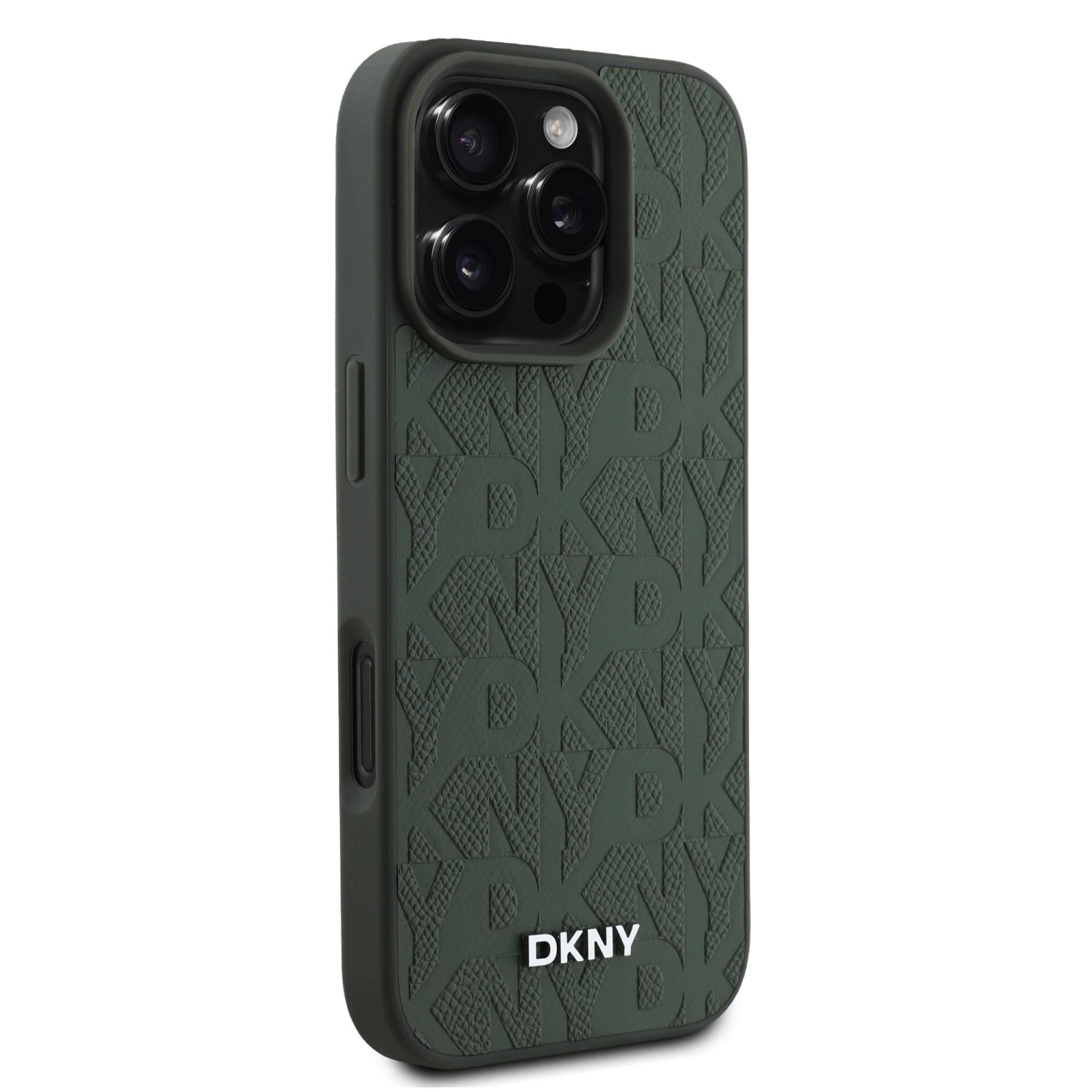 DKNY PU Leather Grid Pattern Magsafe Zadní Kryt pro iPhone 16 Pro Max Green