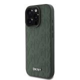 DKNY PU Leather Grid Pattern Magsafe Zadní Kryt pro iPhone 16 Pro Green