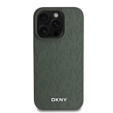 DKNY PU Leather Grid Pattern Magsafe Zadní Kryt pro iPhone 16 Pro Green