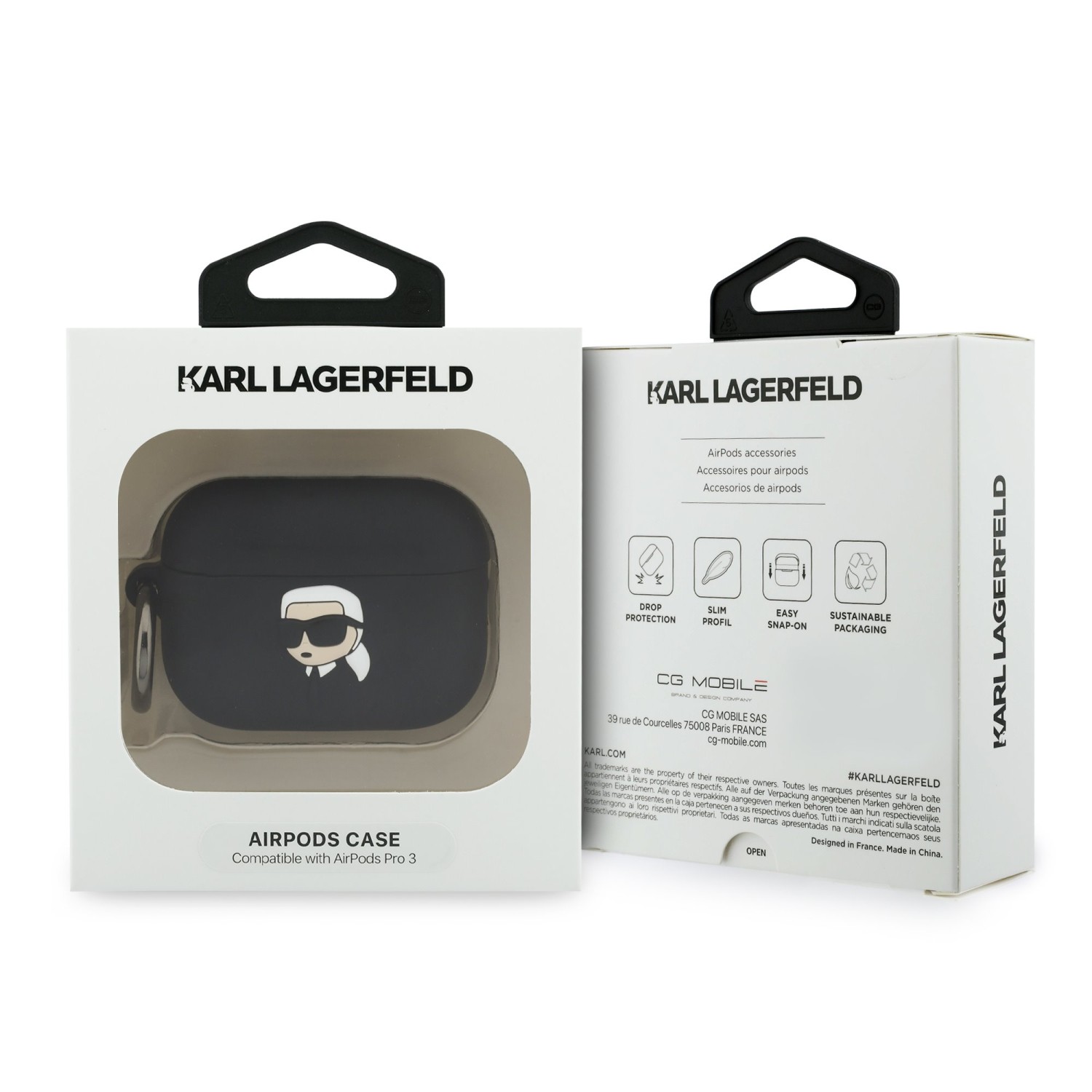Karl Lagerfeld 3D Logo NFT Karl Head Silikonové Pouzdro pro AirPods Pro 3 Black