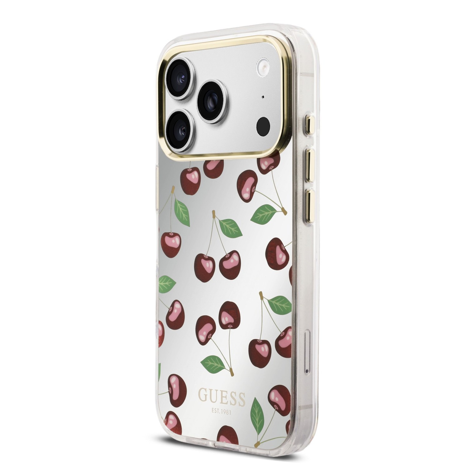 Guess PC/TPU Mirror Glitter Cherry MagSafe Zadní Kryt pro iPhone 17 Pro Max