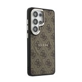Guess PU Leather 4G Gold Frame Magnetic Zadní Kryt pro Samsung Galaxy S26 Ultra Brown