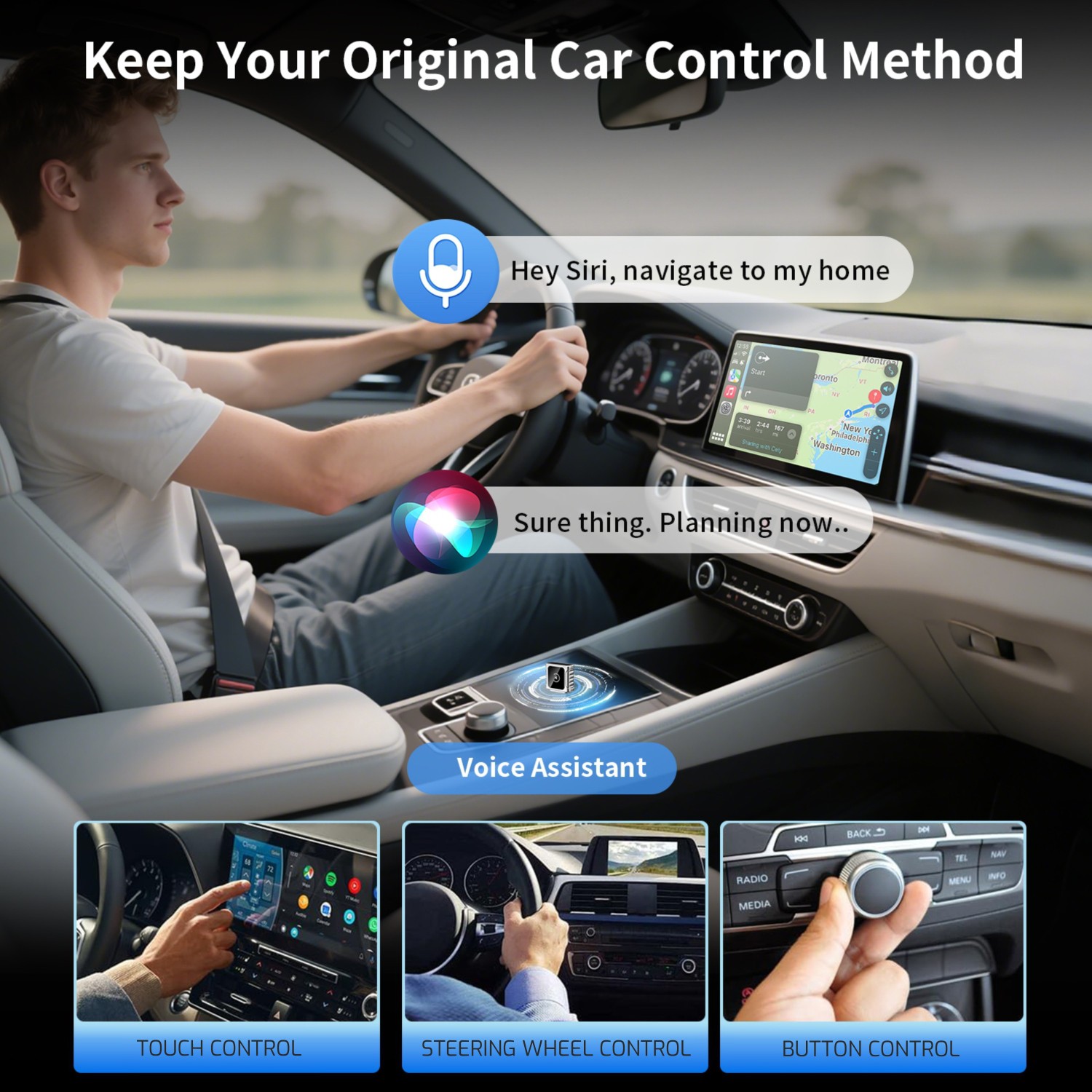 Bezdrátový Swissten Carlink Adapter - Apple Carplay / Android Auto