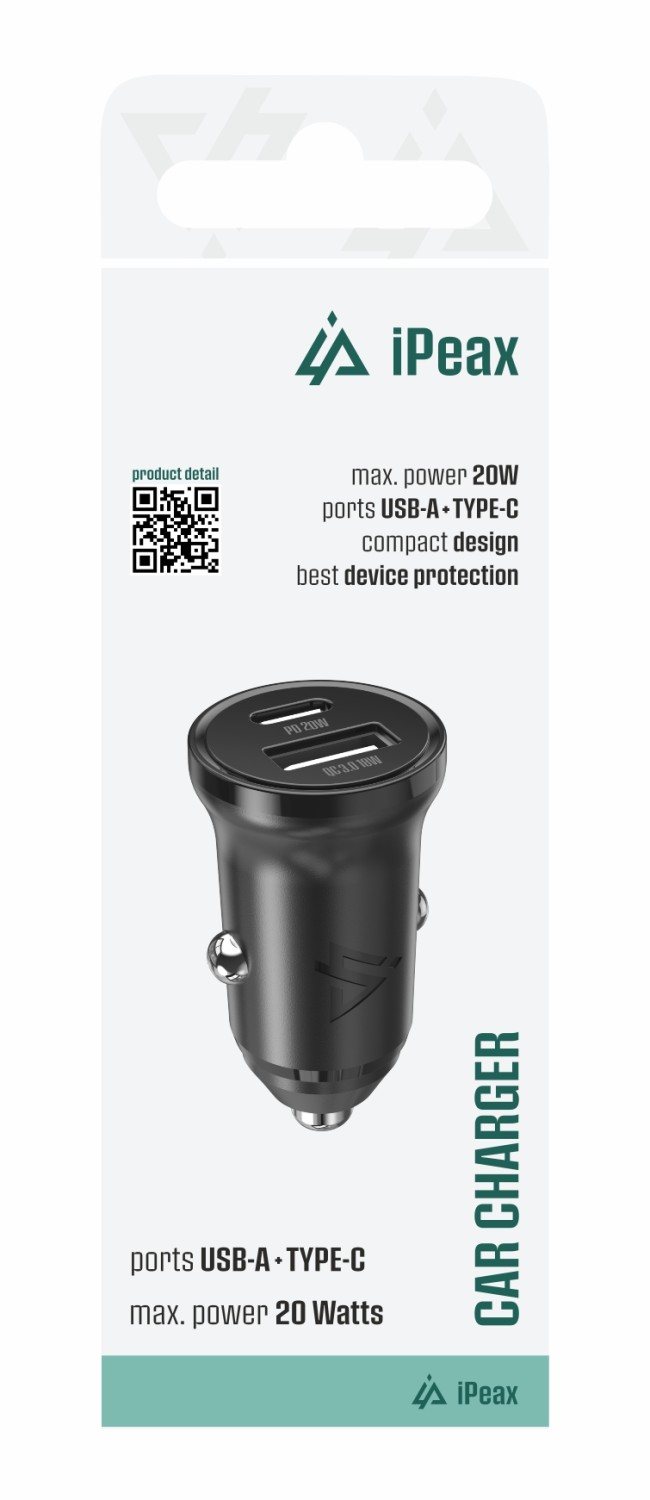 iPEAX CL-03, PD, 20W, USB-C + USB-A černá