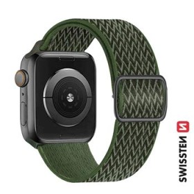 Swissten remienok pre Apple Watch nylonový 38/40/41 mm, khaki (so sponou)